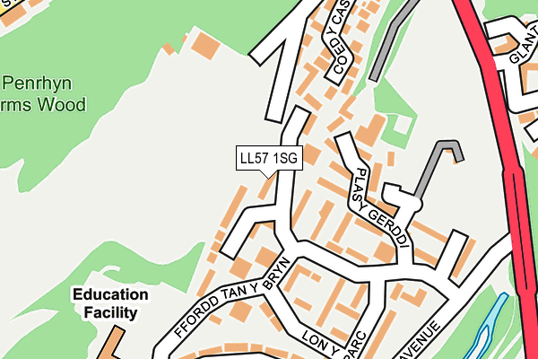 LL57 1SG map - OS OpenMap – Local (Ordnance Survey)