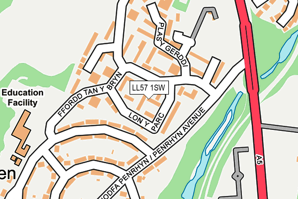 LL57 1SW map - OS OpenMap – Local (Ordnance Survey)