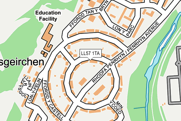 LL57 1TA map - OS OpenMap – Local (Ordnance Survey)