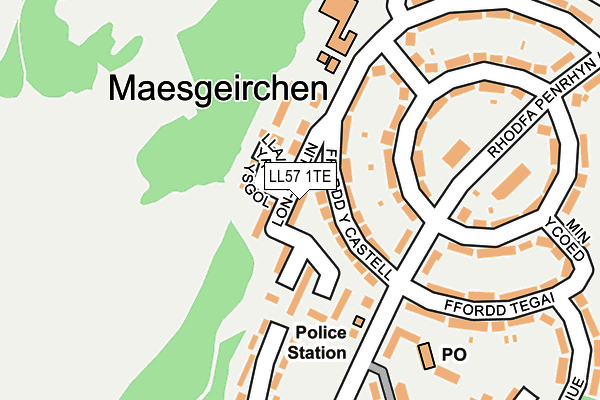LL57 1TE map - OS OpenMap – Local (Ordnance Survey)