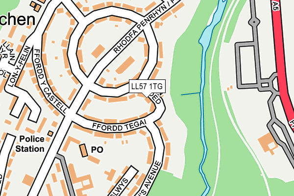 LL57 1TG map - OS OpenMap – Local (Ordnance Survey)