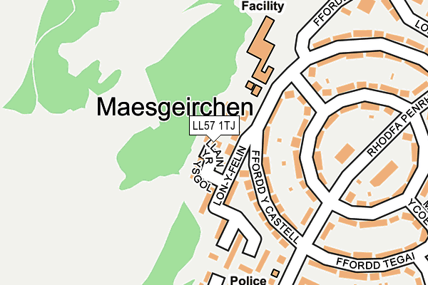 LL57 1TJ map - OS OpenMap – Local (Ordnance Survey)