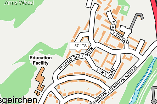 LL57 1TS map - OS OpenMap – Local (Ordnance Survey)