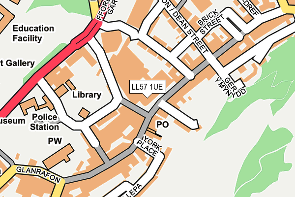 LL57 1UE map - OS OpenMap – Local (Ordnance Survey)