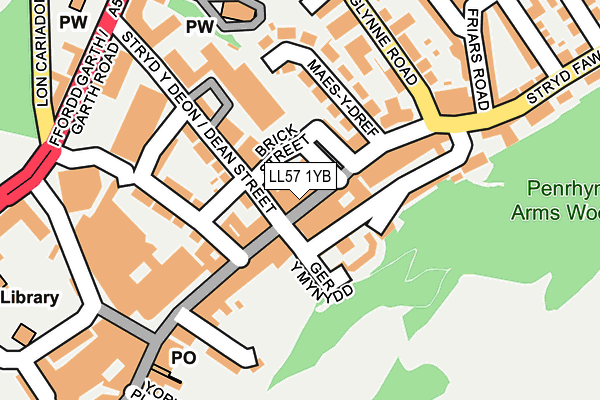 LL57 1YB map - OS OpenMap – Local (Ordnance Survey)
