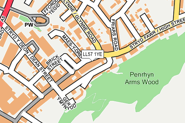 LL57 1YE map - OS OpenMap – Local (Ordnance Survey)