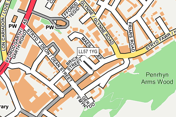 LL57 1YG map - OS OpenMap – Local (Ordnance Survey)