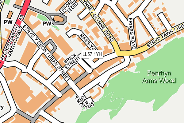 LL57 1YH map - OS OpenMap – Local (Ordnance Survey)