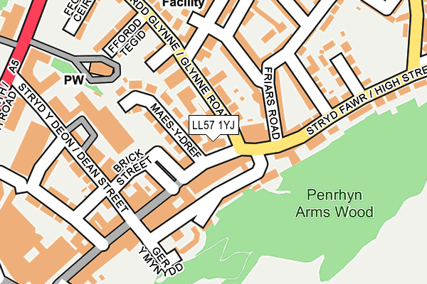 LL57 1YJ map - OS OpenMap – Local (Ordnance Survey)
