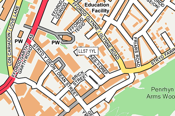 LL57 1YL map - OS OpenMap – Local (Ordnance Survey)