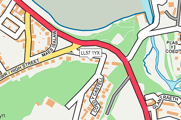 LL57 1YX map - OS OpenMap – Local (Ordnance Survey)