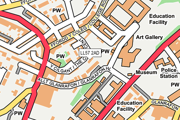 LL57 2AD map - OS OpenMap – Local (Ordnance Survey)