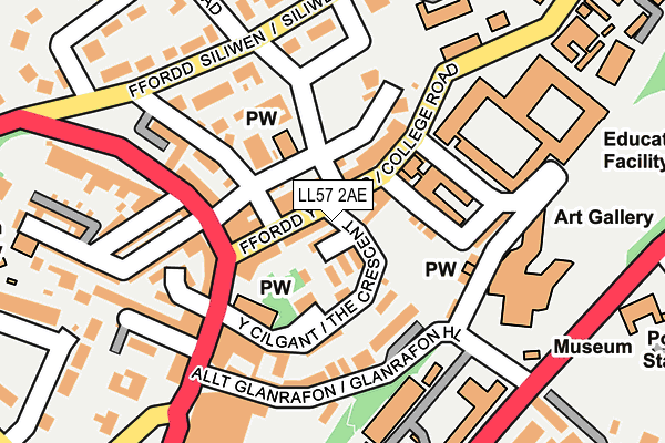 LL57 2AE map - OS OpenMap – Local (Ordnance Survey)