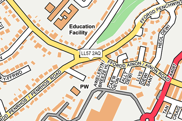 LL57 2AQ map - OS OpenMap – Local (Ordnance Survey)