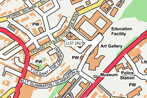 LL57 2AU map - OS OpenMap – Local (Ordnance Survey)