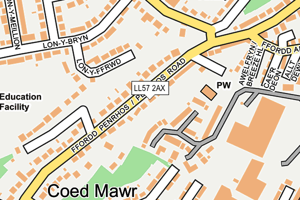 LL57 2AX map - OS OpenMap – Local (Ordnance Survey)