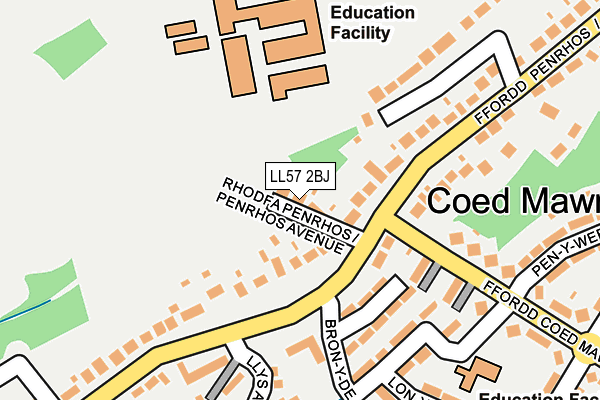 LL57 2BJ map - OS OpenMap – Local (Ordnance Survey)