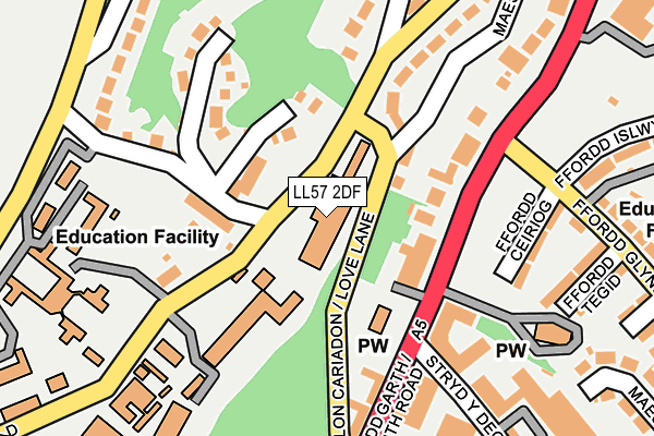 LL57 2DF map - OS OpenMap – Local (Ordnance Survey)