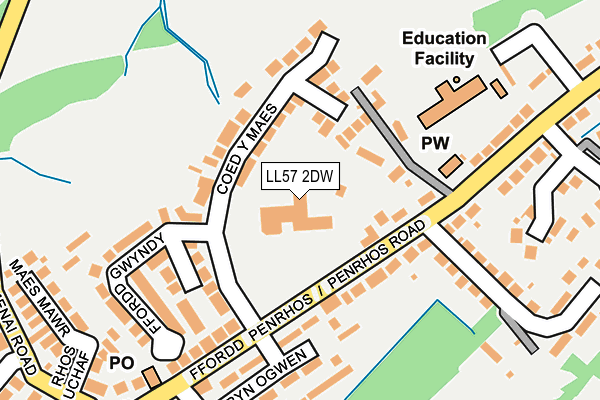 LL57 2DW map - OS OpenMap – Local (Ordnance Survey)
