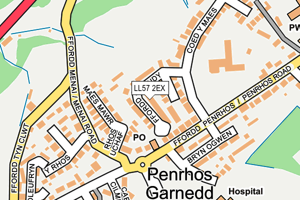 LL57 2EX map - OS OpenMap – Local (Ordnance Survey)