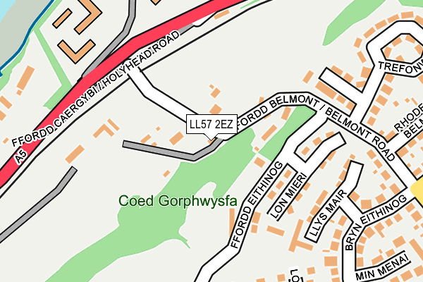 LL57 2EZ map - OS OpenMap – Local (Ordnance Survey)