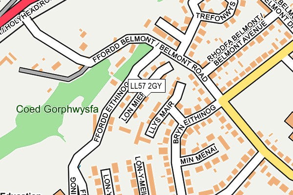 LL57 2GY map - OS OpenMap – Local (Ordnance Survey)