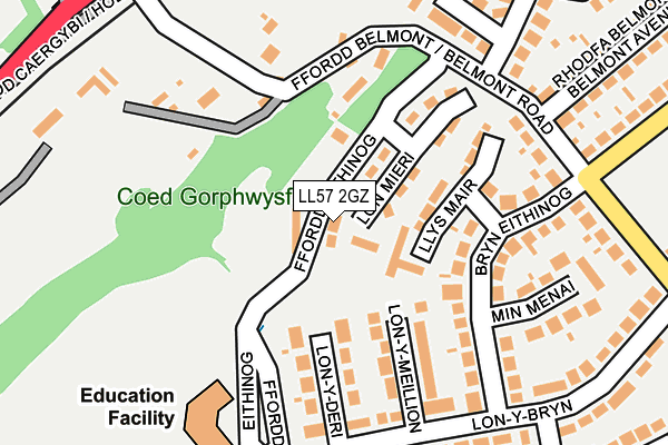 LL57 2GZ map - OS OpenMap – Local (Ordnance Survey)