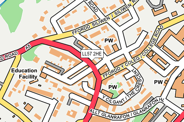 LL57 2HE map - OS OpenMap – Local (Ordnance Survey)