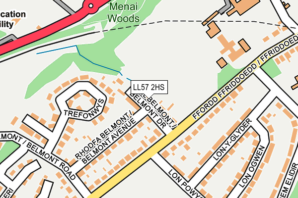 LL57 2HS map - OS OpenMap – Local (Ordnance Survey)