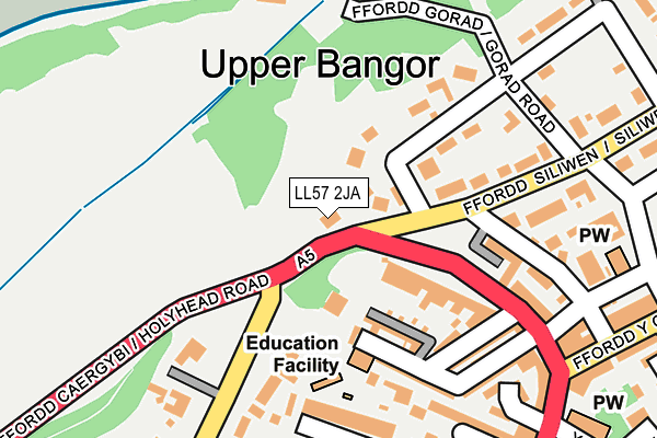 LL57 2JA map - OS OpenMap – Local (Ordnance Survey)
