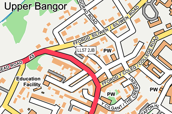 LL57 2JB map - OS OpenMap – Local (Ordnance Survey)