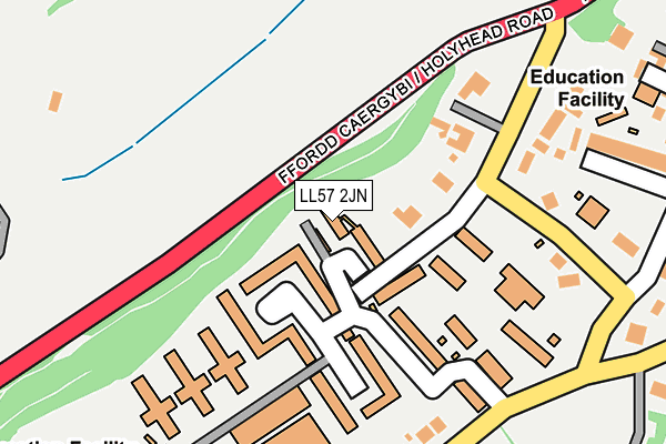 LL57 2JN map - OS OpenMap – Local (Ordnance Survey)