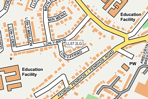 LL57 2LG map - OS OpenMap – Local (Ordnance Survey)