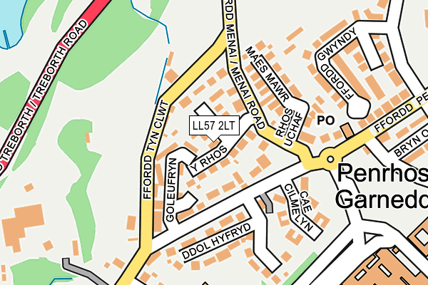 LL57 2LT map - OS OpenMap – Local (Ordnance Survey)