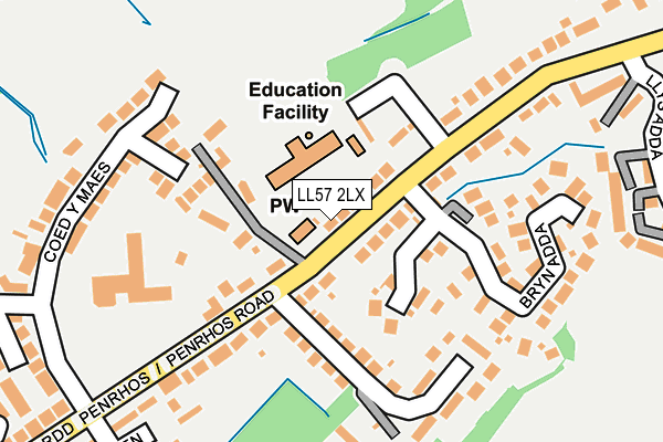 LL57 2LX map - OS OpenMap – Local (Ordnance Survey)