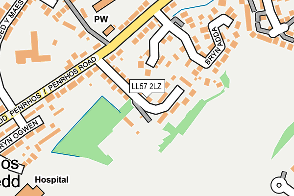 LL57 2LZ map - OS OpenMap – Local (Ordnance Survey)
