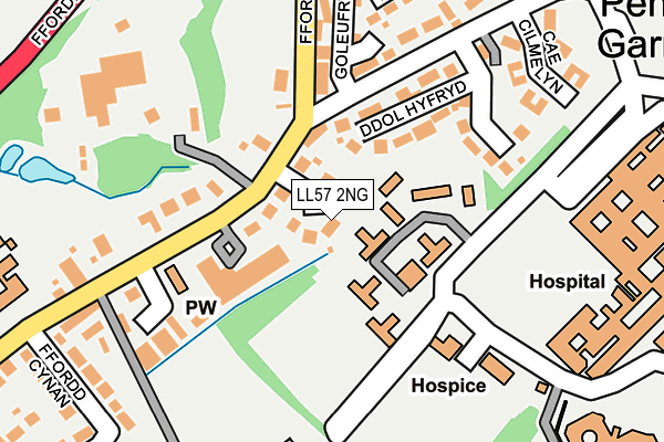 LL57 2NG map - OS OpenMap – Local (Ordnance Survey)