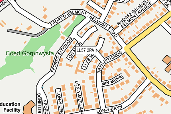 LL57 2PA map - OS OpenMap – Local (Ordnance Survey)