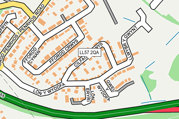 LL57 2QA map - OS OpenMap – Local (Ordnance Survey)