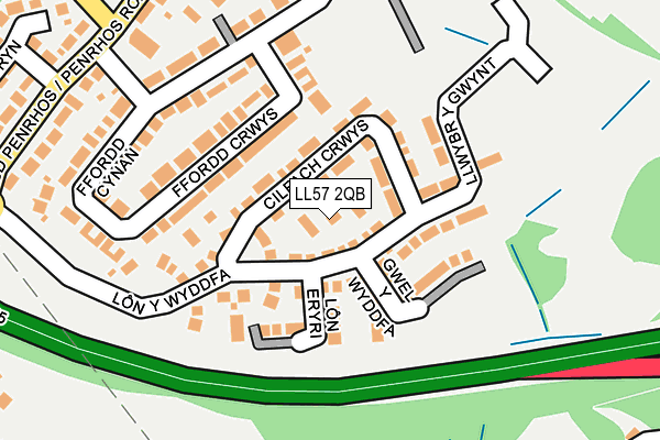 LL57 2QB map - OS OpenMap – Local (Ordnance Survey)