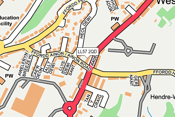 LL57 2QD map - OS OpenMap – Local (Ordnance Survey)