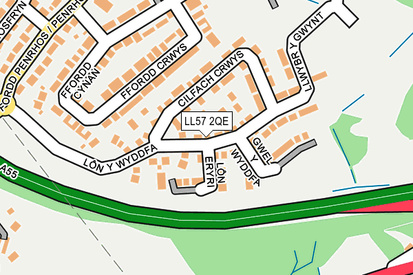 LL57 2QE map - OS OpenMap – Local (Ordnance Survey)