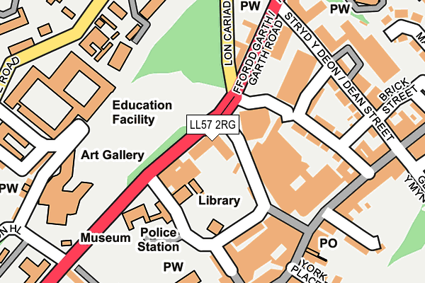 LL57 2RG map - OS OpenMap – Local (Ordnance Survey)