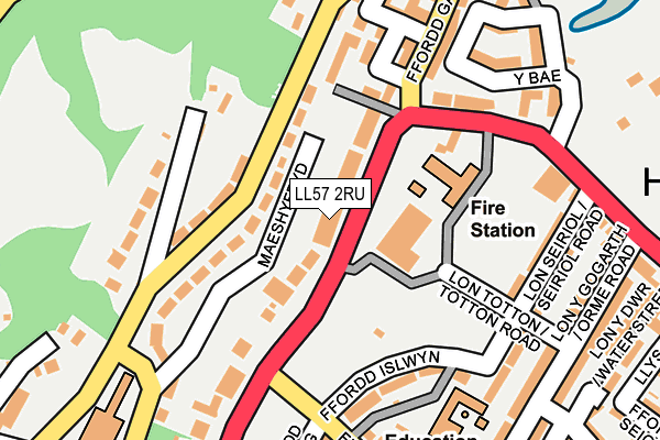 LL57 2RU map - OS OpenMap – Local (Ordnance Survey)