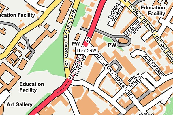 LL57 2RW map - OS OpenMap – Local (Ordnance Survey)