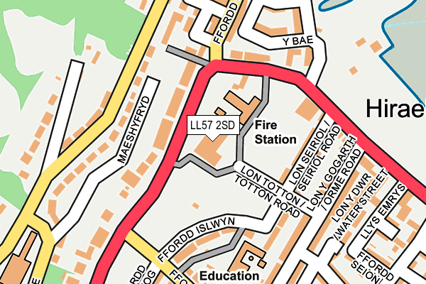 LL57 2SD map - OS OpenMap – Local (Ordnance Survey)