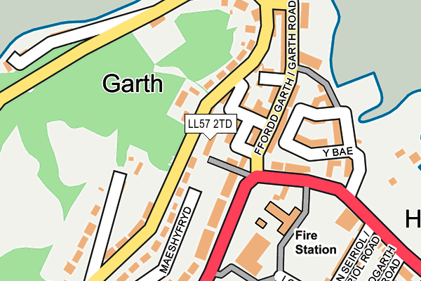 LL57 2TD map - OS OpenMap – Local (Ordnance Survey)