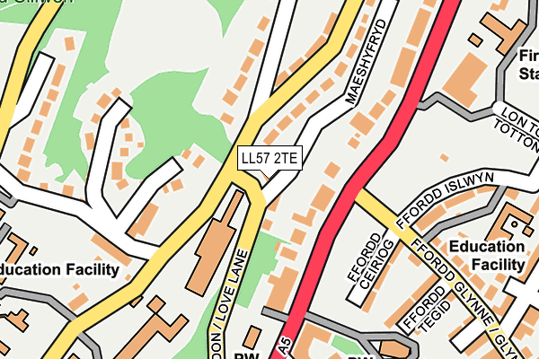 LL57 2TE map - OS OpenMap – Local (Ordnance Survey)