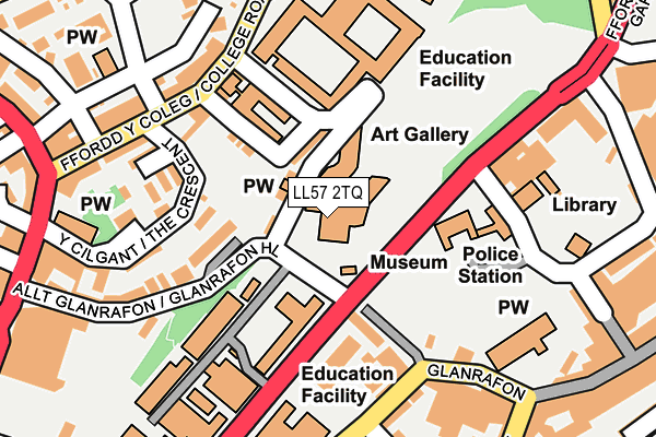 LL57 2TQ map - OS OpenMap – Local (Ordnance Survey)