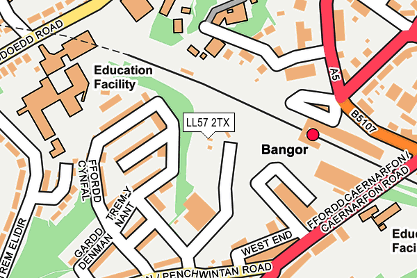 LL57 2TX map - OS OpenMap – Local (Ordnance Survey)